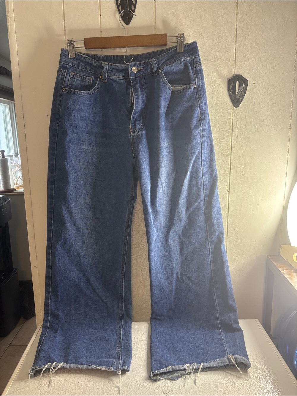 518 - Womans Wide Leg Blue Denim Jeans - Casual Everyday Style